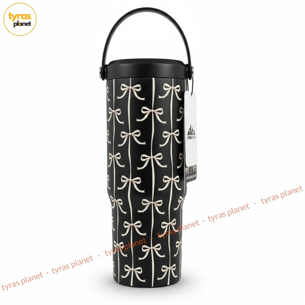 Hydrapeak water bottle Tumbler Stainless steel 32oz Black Ribbon Cup - NEW NWT